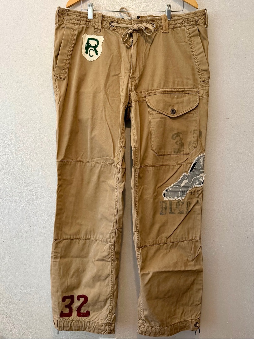 RARE Polo RL Bleecker St Canvas cargo Pants 38x34 Beige Runway ARCADE  90’s
